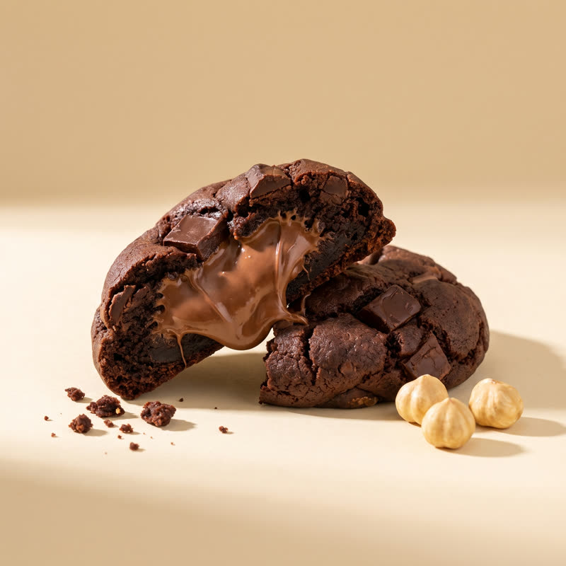 Browntella Clásica Mediana 75gr abierta con relleno de Nutella